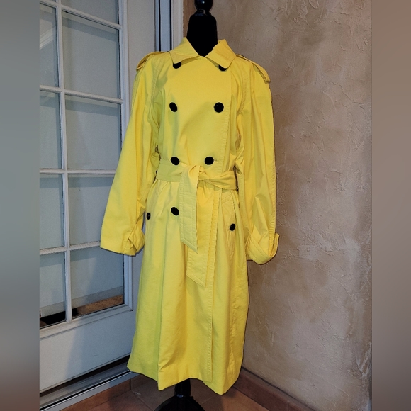 ESCADA, Canary Yellow Belted Trench Coat Vintage, Size 38 - Picture 5 of 10